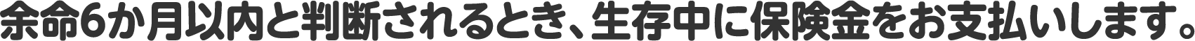 余命６か月以内と判断されるとき、生存中に保険金をお支払いします。